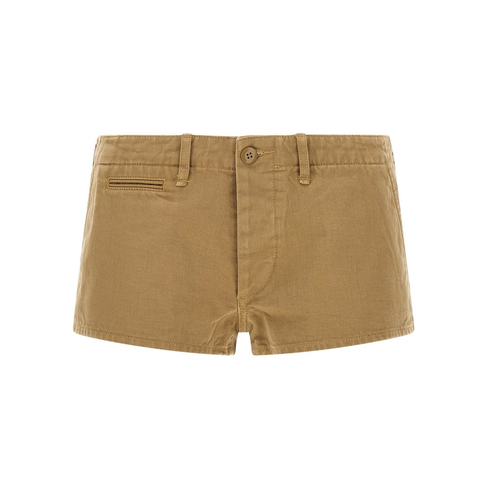 R13 Micro Chino Shorts Khaki Slubby Twill Japanese Fabric R13WD173 Size 24